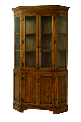 Glazed Two Part Corner Cabinet